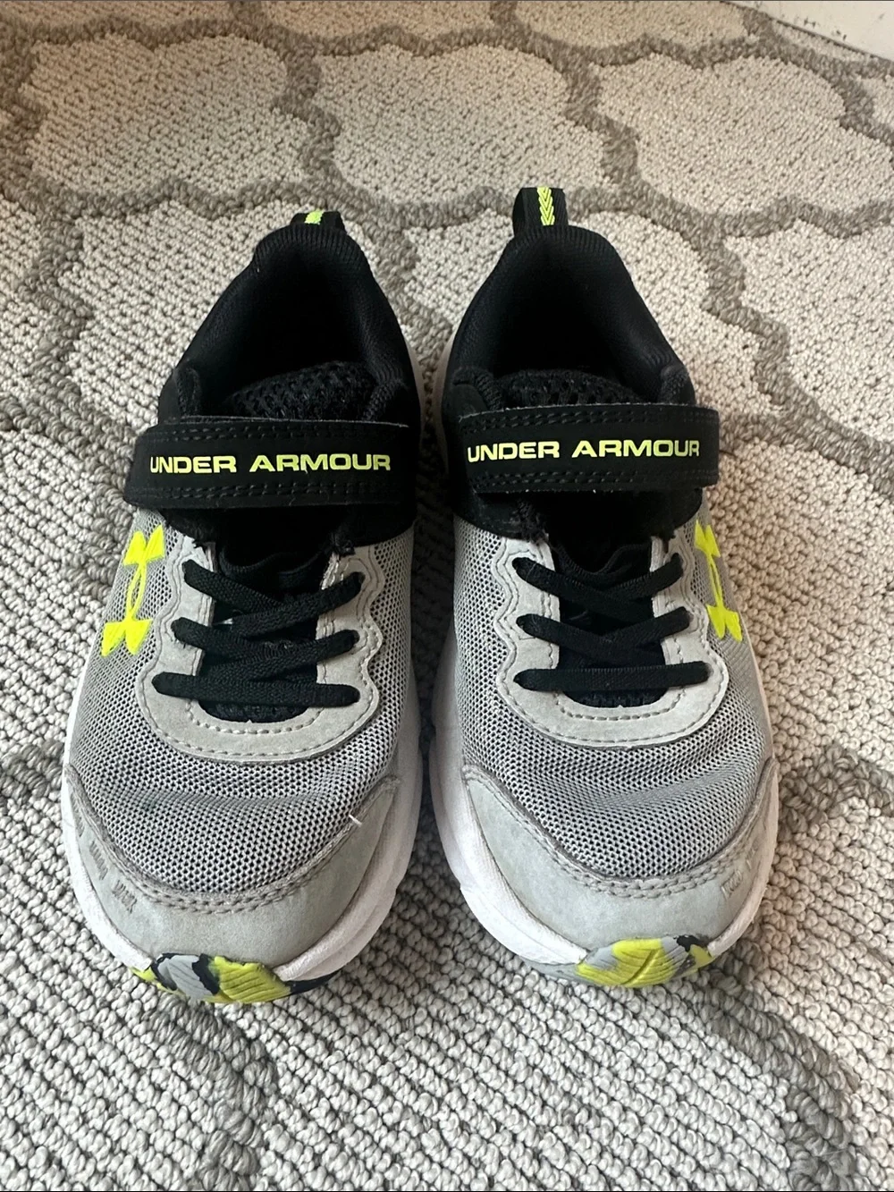Under Armour Kids Gray and Neon Yellow Slip-On Athletic Sneakers